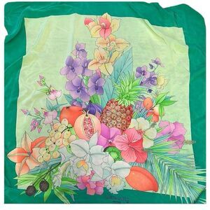 Leonard Paris Floral and fruit Silk Scarf beautiful